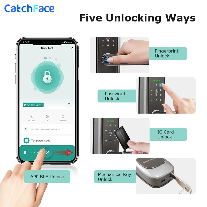 NEW KL5 Tuya Smart Door Lock Safe Digital Electronic Lock With Bluetooth APP Fingerprint Password RFID Unlock For Home Security