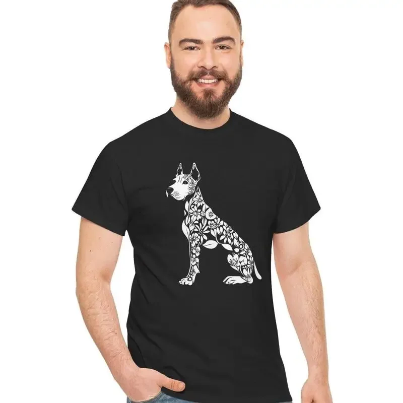 

Floral Dog T Shirt Gentle Giant Elegant Pet Lover Nature Inspired Animal ArT for Lovers