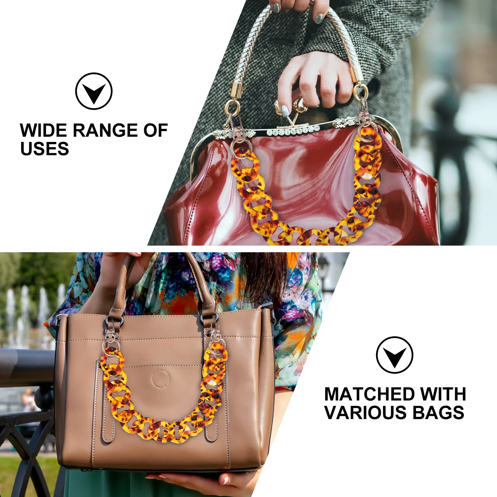 

Leopard Print Acrylic Bag Chain Decorative Shoulder Strap for H bags Luggage Accessories Practical Decor Replacement