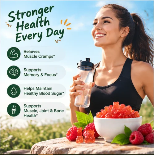 Sugar‑Free Magnesium Glycinate Calm Gummies,400mg Per Serving,Raspberry Flavor,60 Gummies