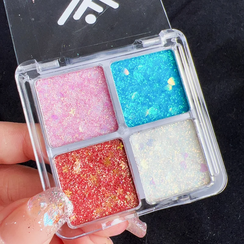 Vassoio per ombretti Sparkling Diamond 4 colori - Zucca di Halloween e toni di ciliegio, blu/oro/giallo, cosplay e trucco scenico