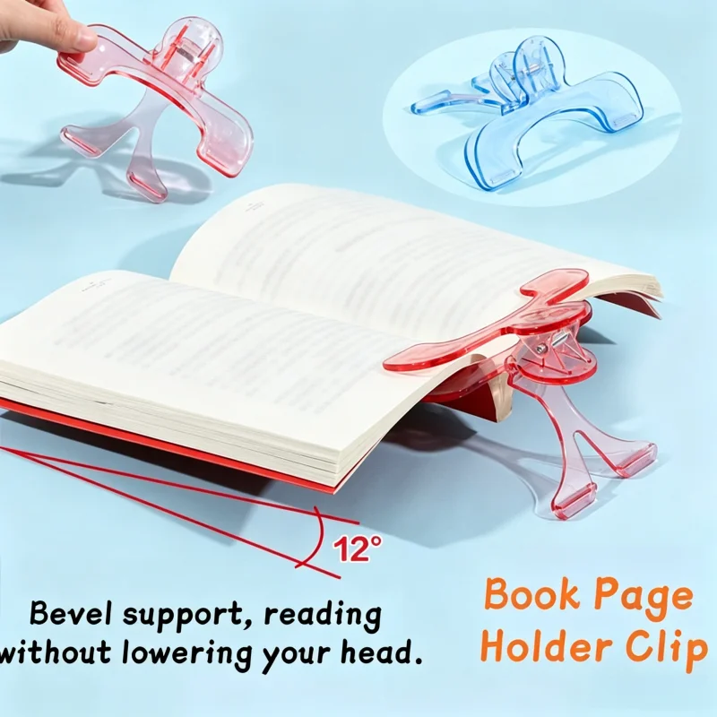 2pcs-Transparent Book Holder Post-it Notes Folder Ticket Holder Fixed Clip anti Page Flipping Folder. Book Page Holder Clip