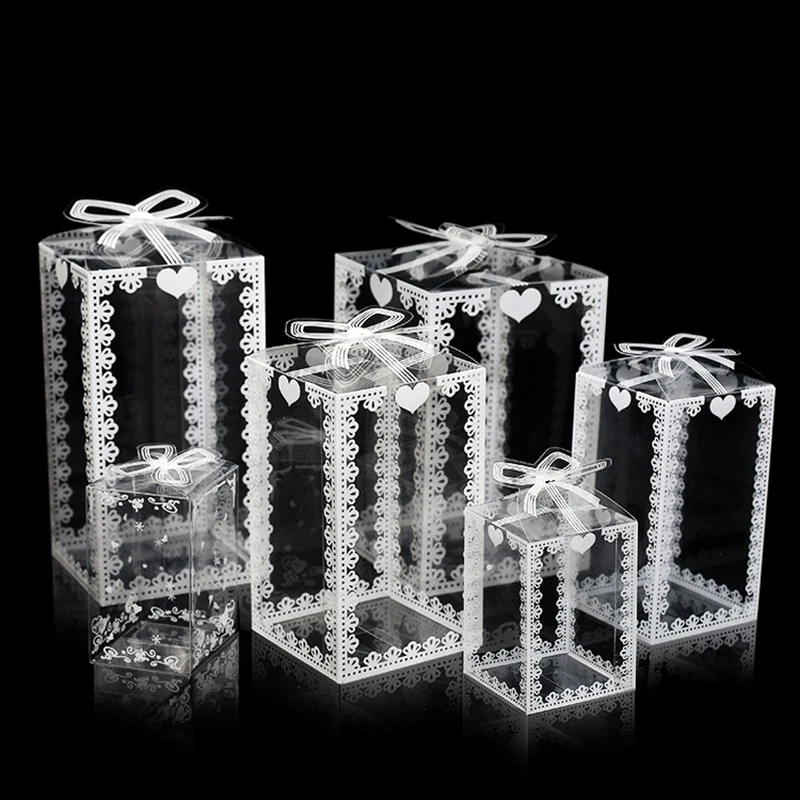 10pcs/Pack Transparent Printing Packaging Boxes Wedding Party Birthday Cup Chocolate Toys Jewelry Flower Folding Gifts Box