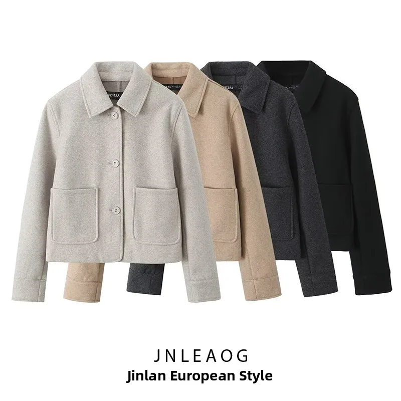 

Fashionable Soft Outerwear with Pocket Design Versatile Women's Clothing Street Style Long Sleeve Polyester Fiber Jacket