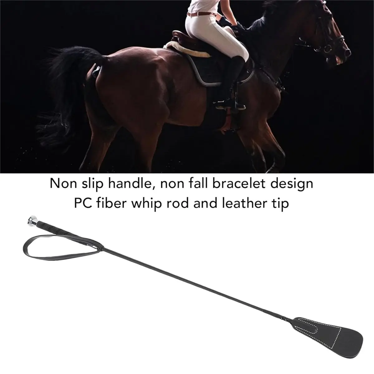 【COUNTDOWN DEAL】 Riding Whip, Horse Dressage Crop, 26.8inch Equestrian Whip with Rubber Wrist Strap for Horses