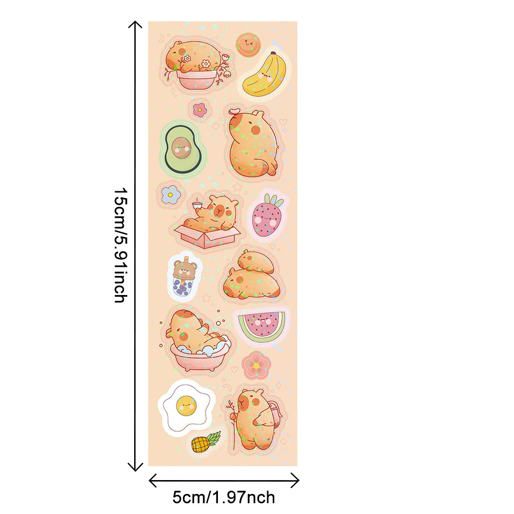 5 قطع/1 مجموعة من ملصقات كابيبارا اللطيفة - شارات حيوانات كرتونية لأجهزة الكمبيوتر المحمول والهاتف وزجاجة المياه وديكورات سجل القصاصات