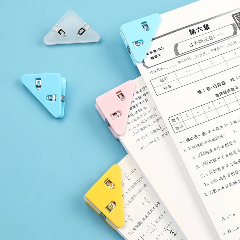 10PCS Triangle Plastic Bookmark Clips - Durable Page Corner Holders for Books, Students Reading & Office Organizing, Colorful