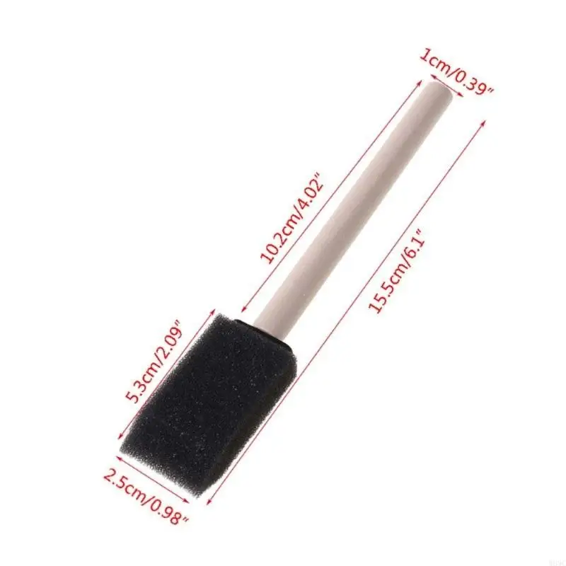 W89Cポータブル絵画フォームブラシスモールフォームブラシスポンジブラシ木製ハンドルアーティストの描画セット