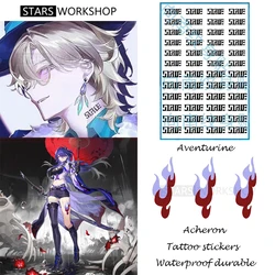 In Stock Game Honkai Star Rail Acheron Cosplay Tattoo Stickers Aventurine Cos Waterproof Durable Tattoo Halloween Body Tatouage