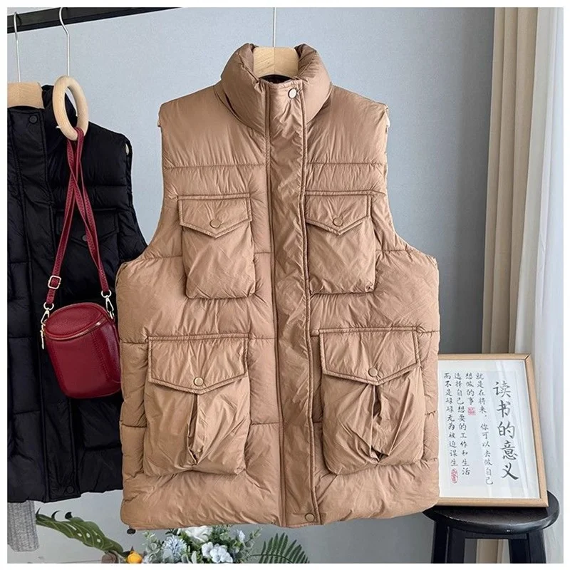 

Oversized Size 300 Pounds Design Stylish Black Thick Cotton Vest Vest Vest Vest Autumn And Winter Warm Cotton Jacket