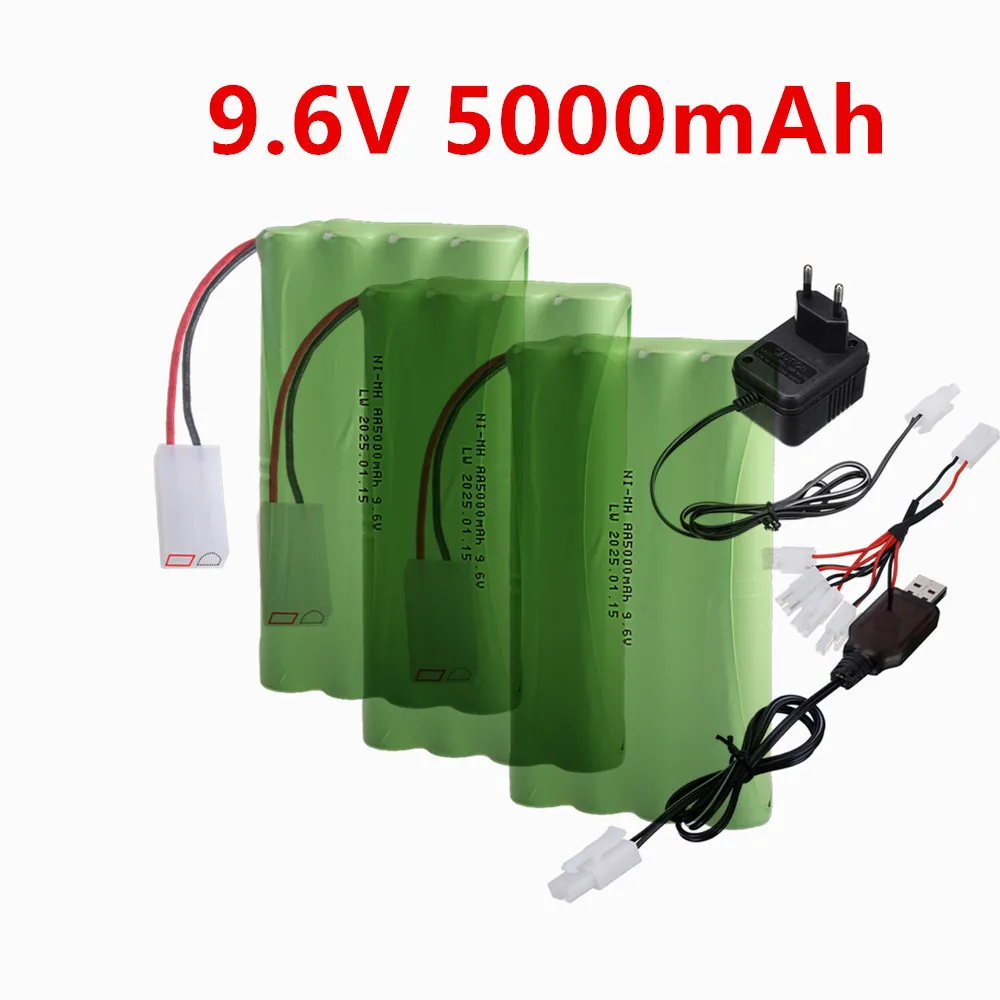 9.6V 5000mah Ni-MH Rechargeable Battery with Tamiya plug and Charger For Rc Cars,Trucks,Tanks,Robots,Boat,Toys Parts AA 9.6 V