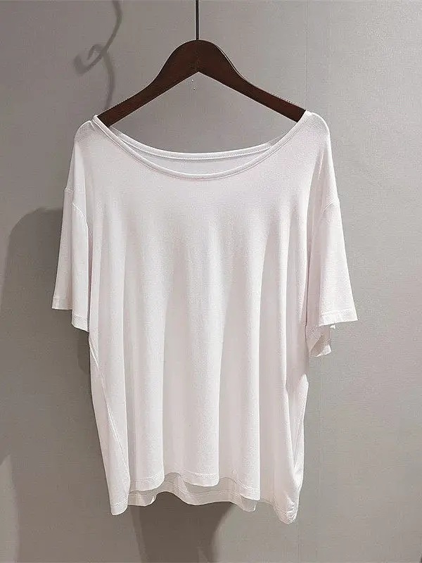 Summer Thin Modal round Neck Mask T-shirt Women Loose Short Sleeve Base Shirt Comfortable Breathable Korean Style Commute Wind