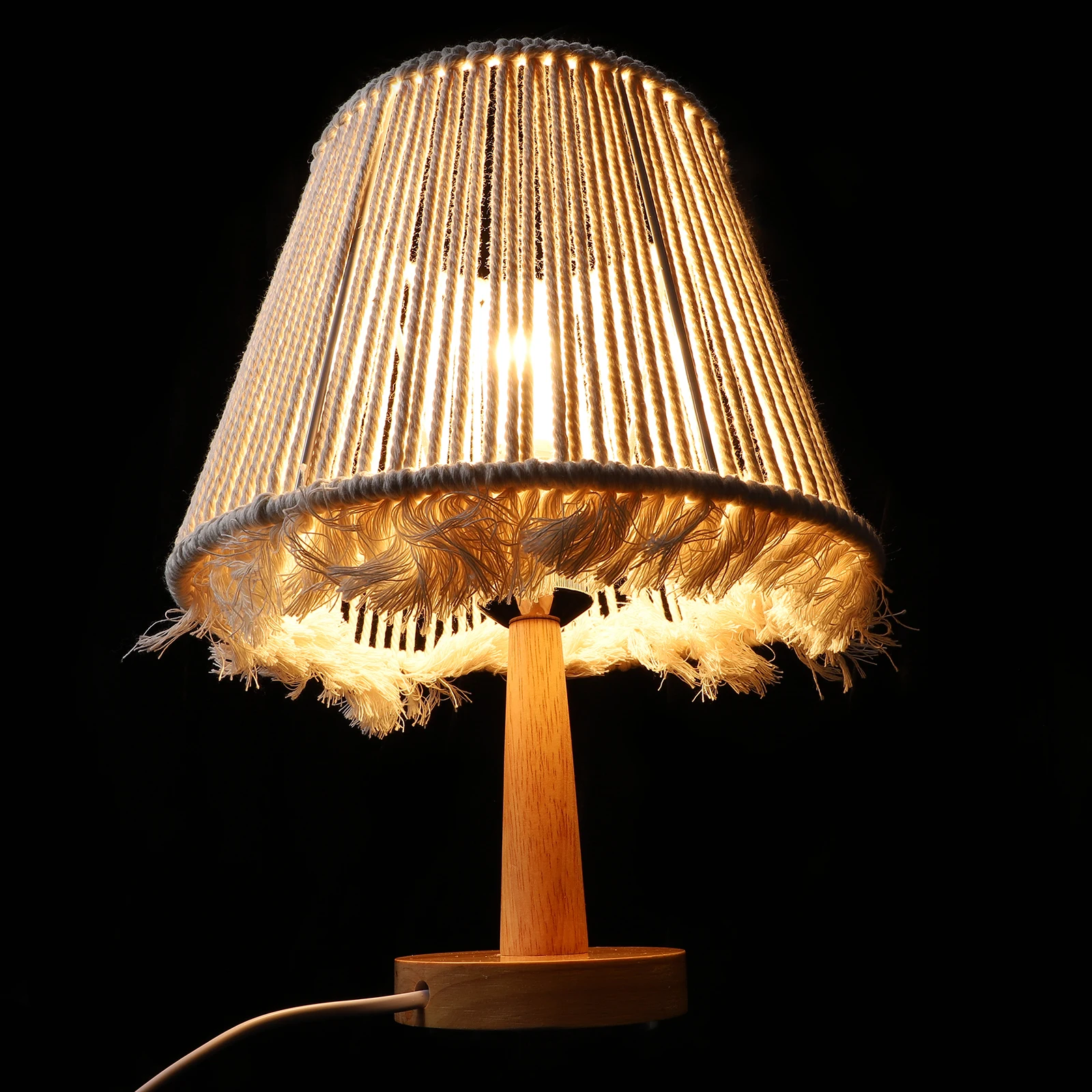 

Bohemian Style Lamp E27 Socket H woven Base Desk Light Bedroom Atmosphere Decorative Desktop Light Lamps