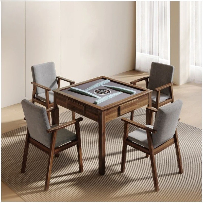 a household dining table mahjong table integrated dual-purpose new Chinese silent square table