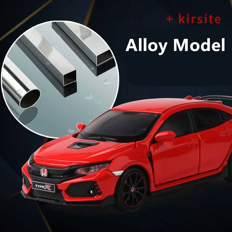 Modèle de voiture en alliage Honda Civic Type R, jouet en métal moulé sous pression, véhicule de sport, simulation, son, lumière, cadeau de collection, 1/32