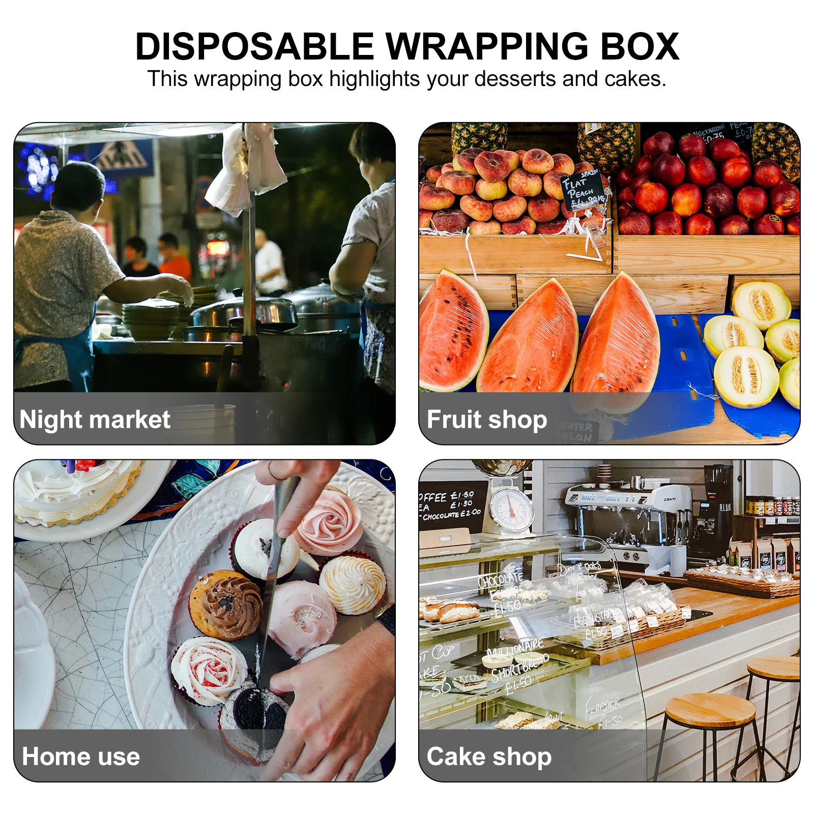 

25Pcs Transparent Disposable Dessert Packaging Box Cake Box Baking Pastry Wrapping Box for Bakery Home Use