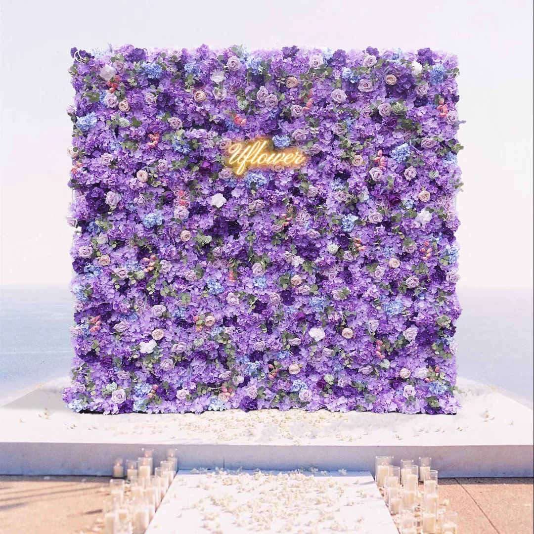 Wedding Purple Rose 5D  Artificial Flower Wall Flower Row Flower Arch Backdrop Fabric Floral Event Party Prop Floral Arrangement