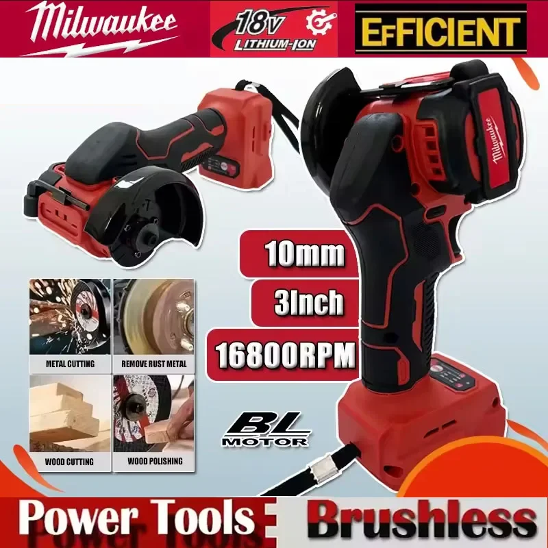 

Milwaukee 18V Battery Cordless Angle Grinder 3 Inch Mini Diamond Cutting Polishing Machine Grinding Cut-off Tools