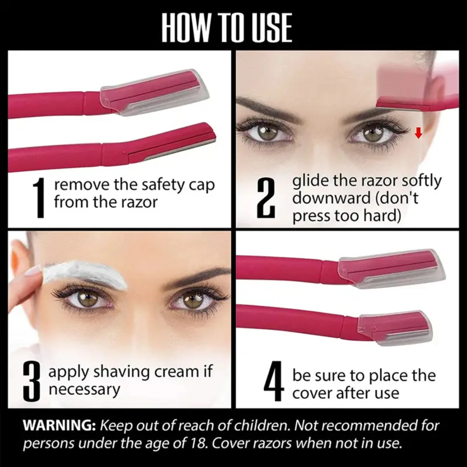 مجموعة ماكينة حلاقة رائعة لتجميل الحواجب والوجه مكونة من 6 قطع للنساء، ماكينة حلاقة لطيفة ومريحة للوجه وبشرة لا تشوبه شائبة