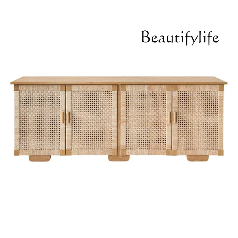 

solid wood braided rope dining side cabinet entry living room storage cabinet holiday bed and breakfast entrance cabinet