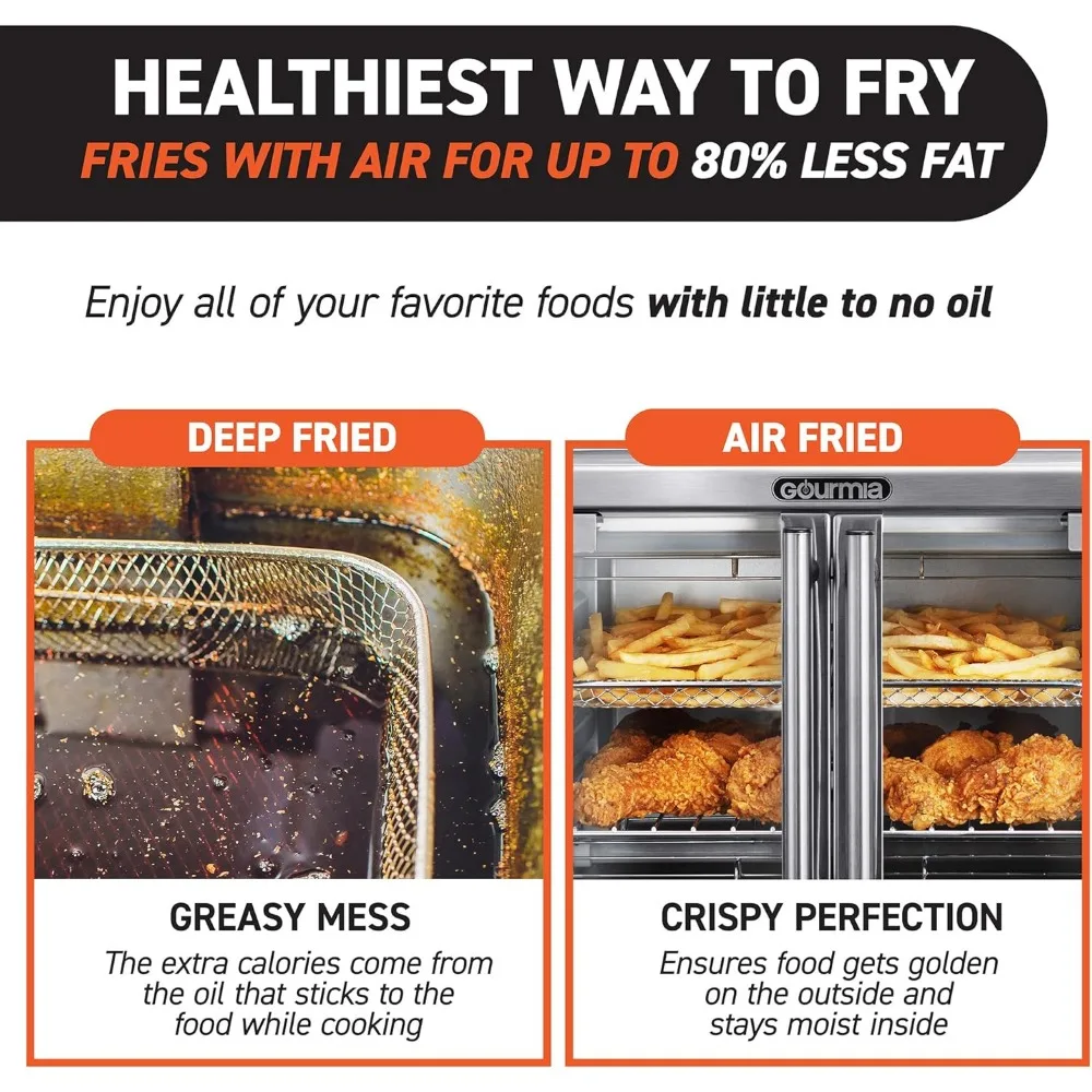 Air Fryer,26 QT Extra Large Air Fryer, Convection Toaster Oven with French Doors, Stainless Steel, Toaster Oven