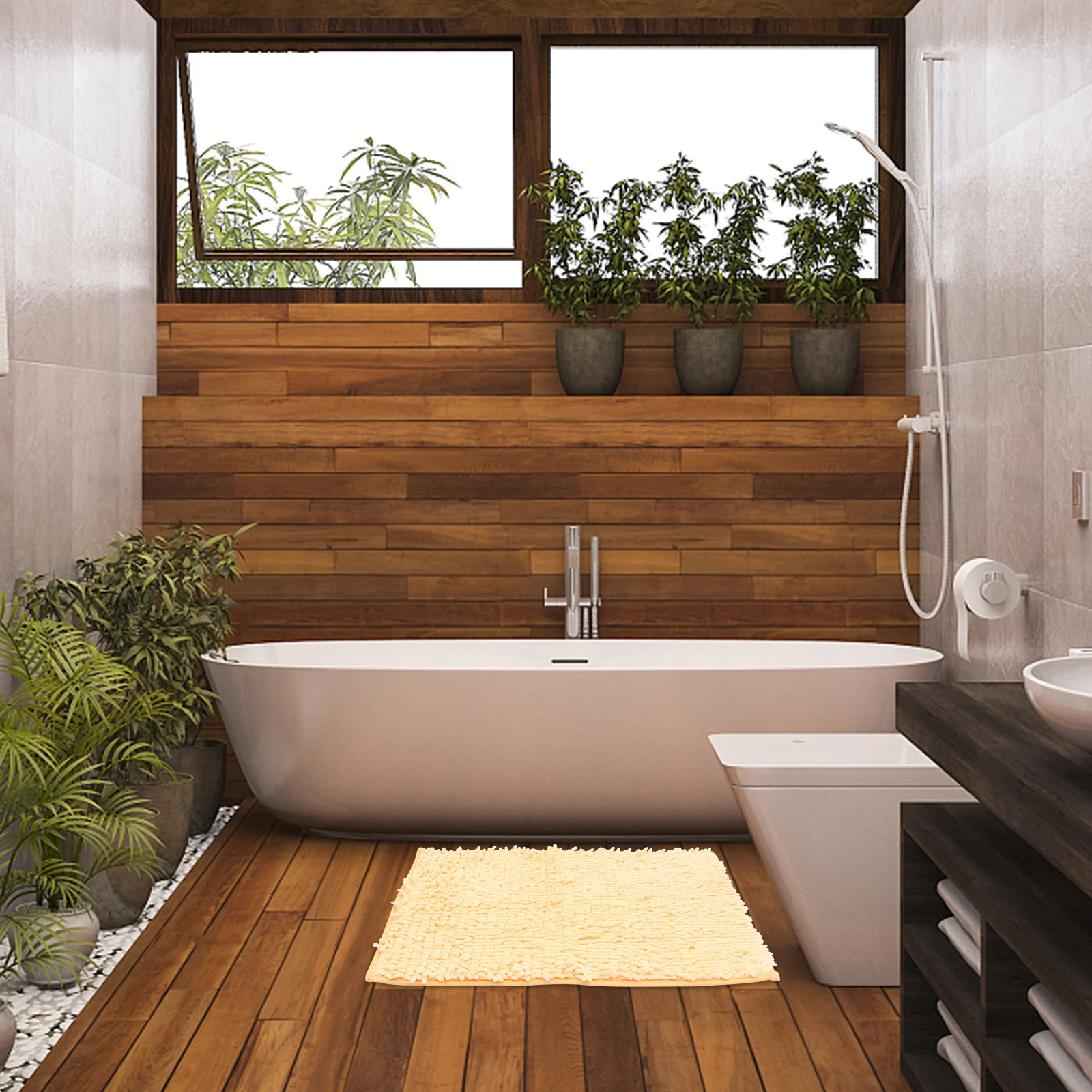 

Chenille Non-Skid Area Rug Indoor Floor Mat Soft Comfortable Living Room Bedroom Entryway Simple Solid Color Front Door Mat