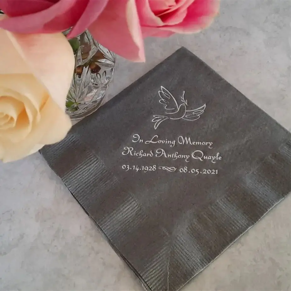 50PCS Bereavement napkins Memorial napkins personalized Celebration of Life napkins