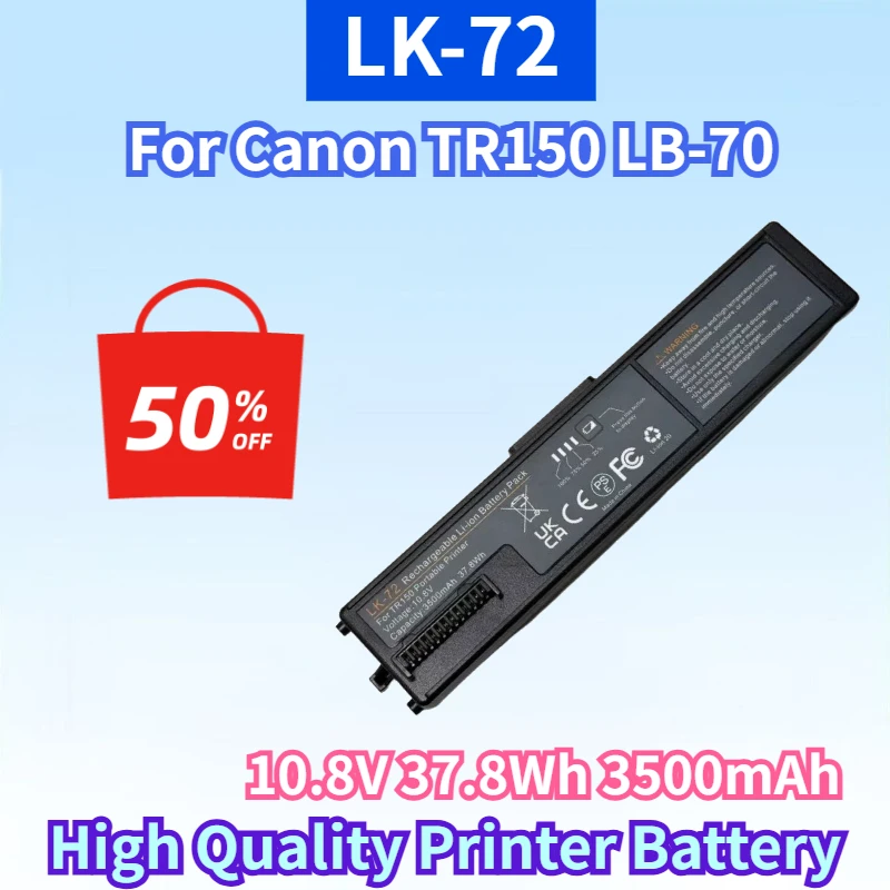 Newest LK-72 10.8V 37.8Wh 3500mAh Li-ion Battery for Canon TR150 LB-70 Wireless Portable Printer High Quality Printer Battery