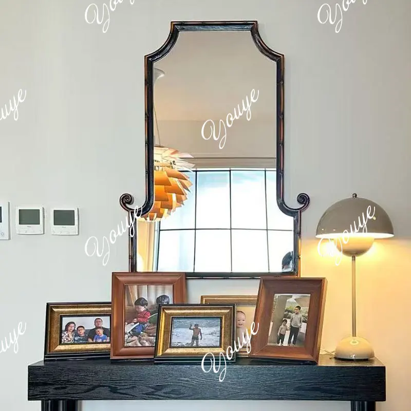 Neoclassical bathroom mirror medieval bamboo makeup mirror porch aisle mirror restaurant corridor fireplace decoration