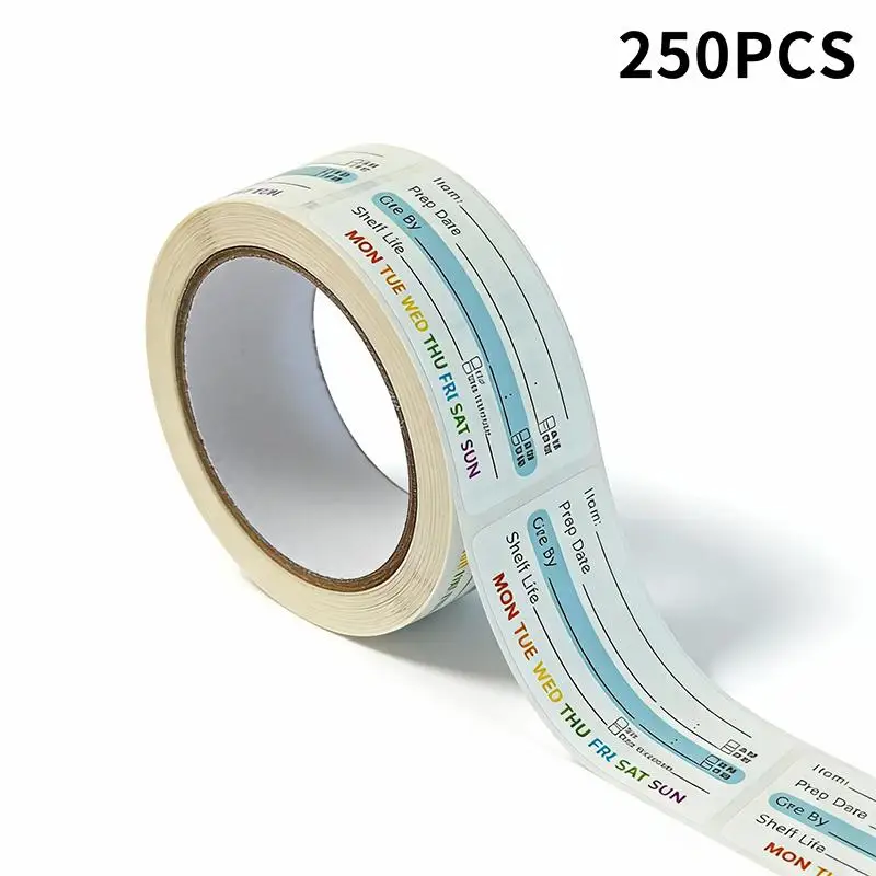 1Roll Colorful Food Date Stickers 5cm Paper Removable Freezer Pantry Storage Kitchen Labels For Refrigerator Container Home