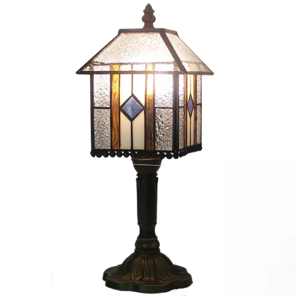 

8inch Tiffany Stained Glass Foreign Trade House Lampshade Table Lamp Living Room Bedroom Night Light Villa Hotel Desk Lamp