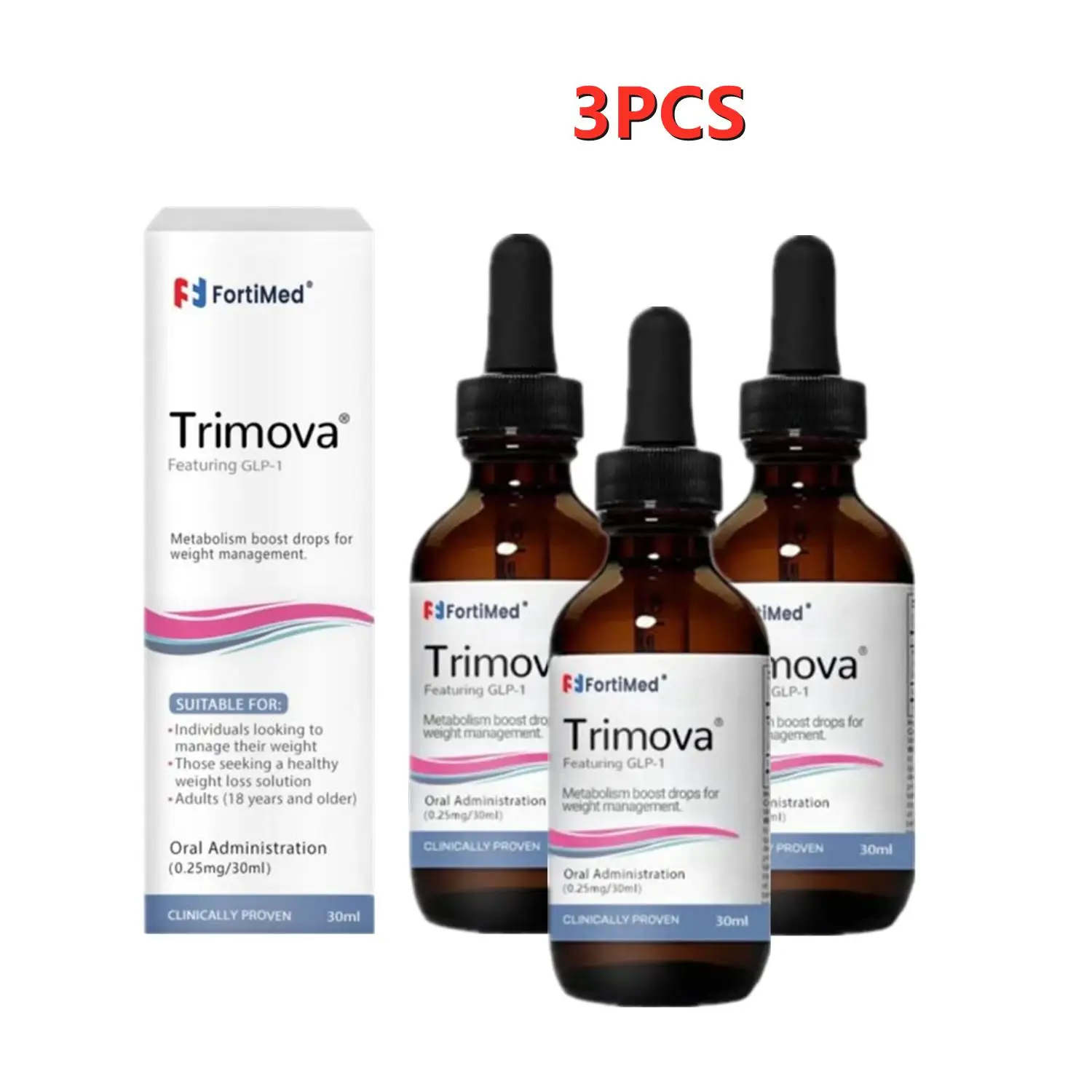 3 pz perdita di peso gocce di metabolismo gocce di Trimova gocce di metabolismo di Trimova Trimova vitamina Glp-1 gocce di metabolismo per uomini e donne