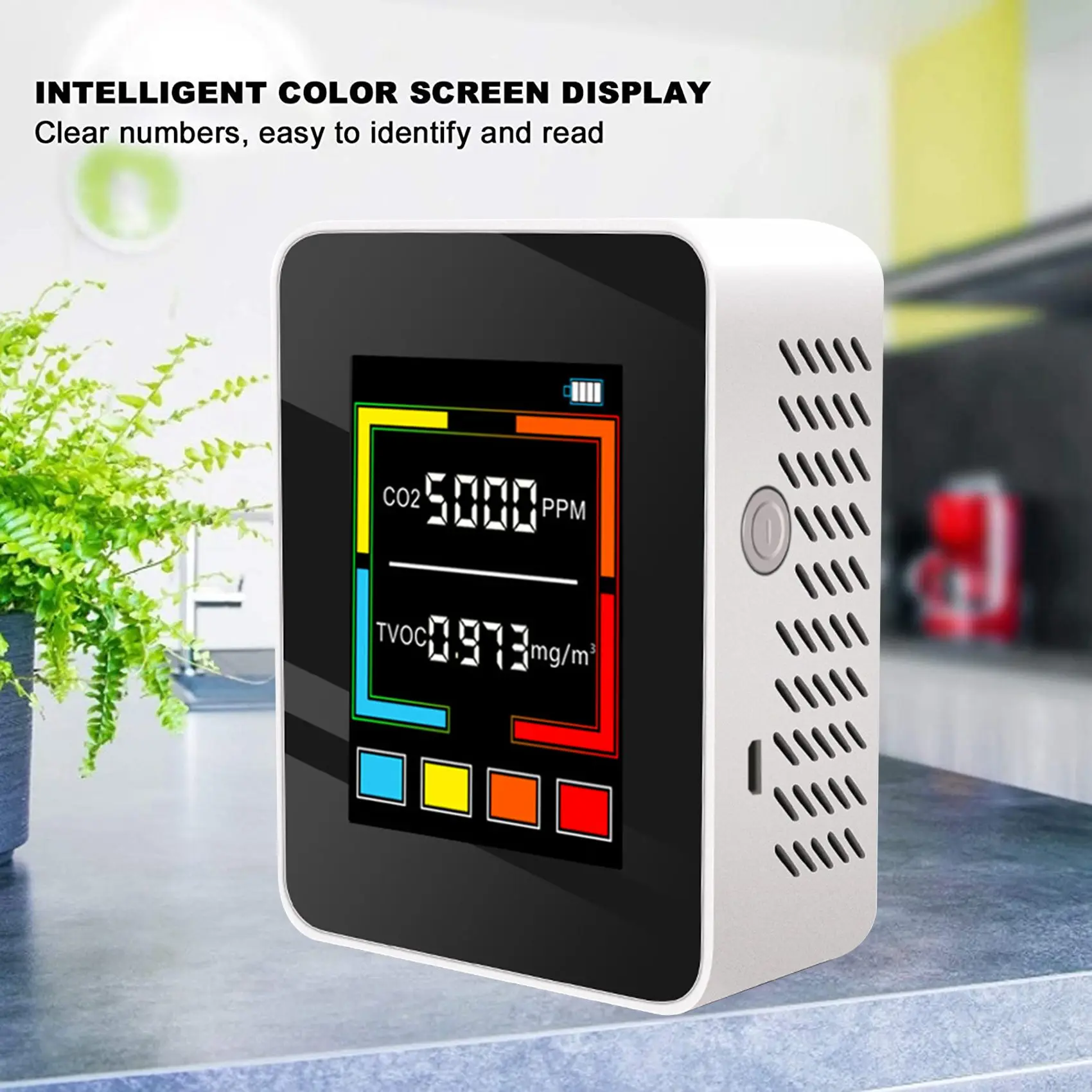 CO2 Detector Air Quality Monitor TVOC Detector CO2 Meter LCD Display Carbon Dioxide TVOC for Home School