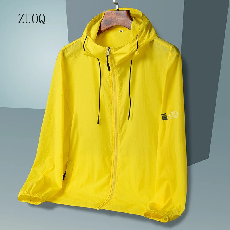 New Solid 2025 Hooded Jacket Men Sunscreen Quick Drying Thin Windbreaker Man and Women Clothing 5 Colors