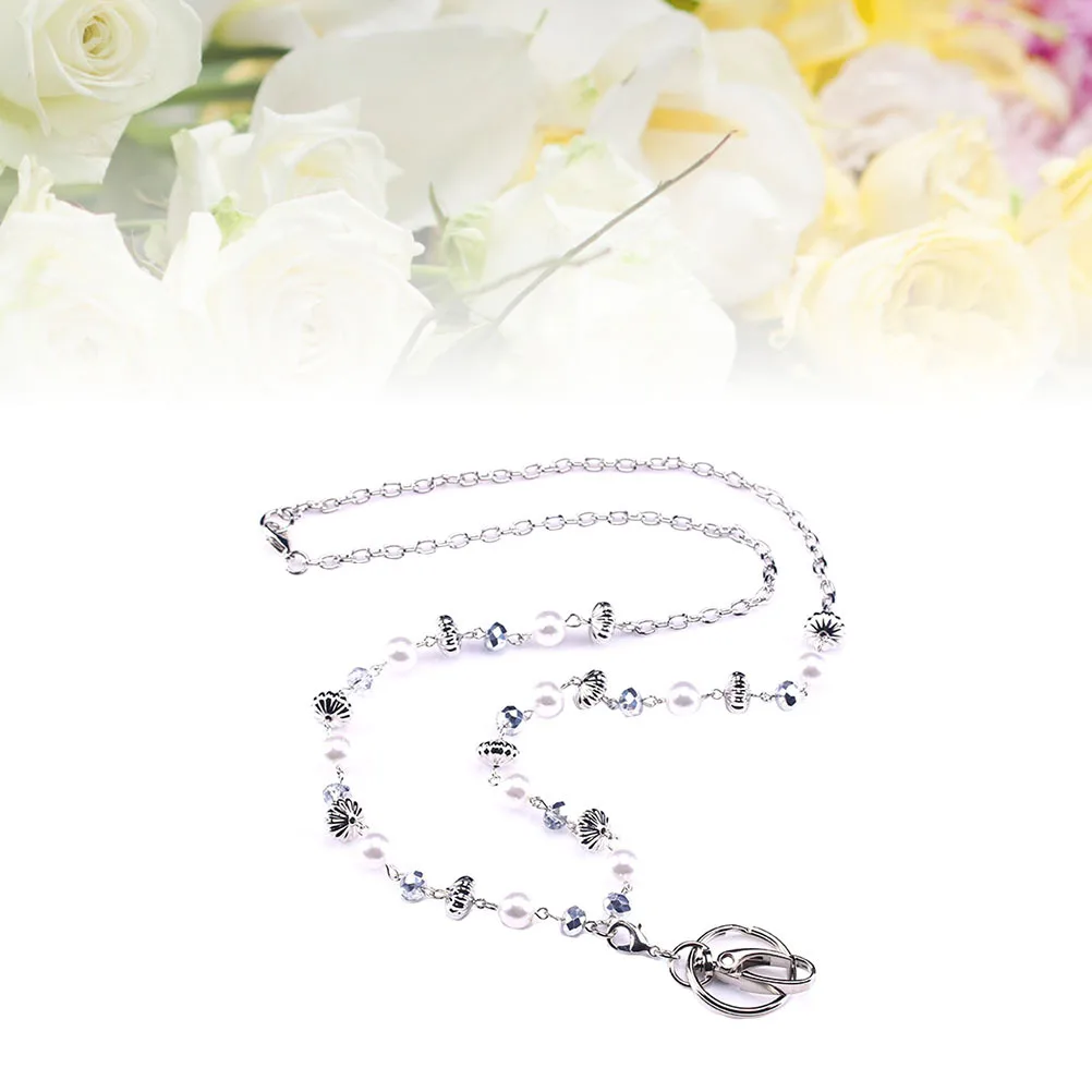 

2Pcs Elegant Glass Beads Neck Lanyards for Women Fashionable Pendant Id Card Holder Long Strap for Mobile Phone Keychain Badge