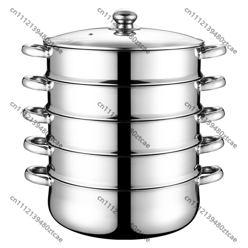 Universal Stainless Steel Thickened 5-layer Steam Soup Pot 28cm Multifunctional Cooking Steamer Pot for Cooker Gas Kitchen Use