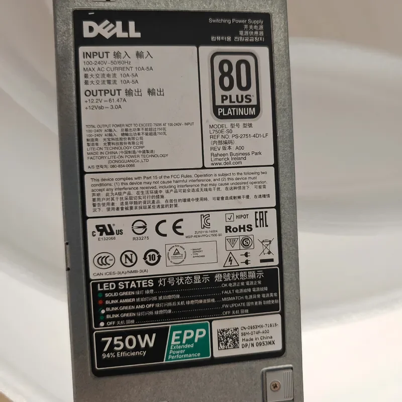 for DELL R630 R730XD 750W Power Supply G