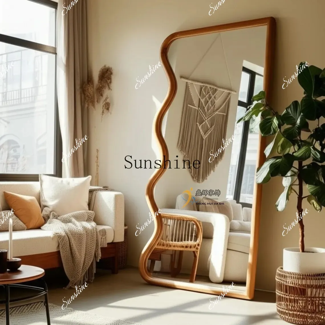 

Medieval Wave Full Body Household Floor Mirror Advanced Wall Hanging Full-length Mirror FT