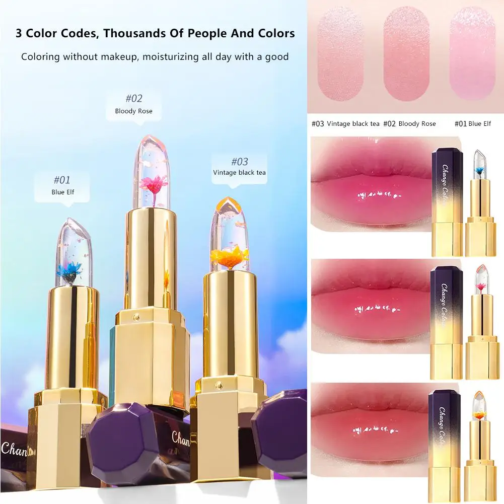 1pcs Color Changing Lipstick Jelly Color Non Stick Moisturizing Color Long-lasting Makeup 3-styles Of Cup Gloss Lip Lipstic Z5X2