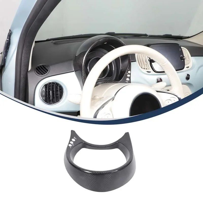 Real Carbon Fiber For Fiat 500 2016-2025+ Car central control display frame decoration sticker interior protection accessories