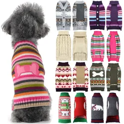 Fashion Dog Knitted Clothes Winter Warm Dog Sweater Christmas Puppy Costumes Cute Print Cat Turtleneck Chihuahua Pet Pullovers