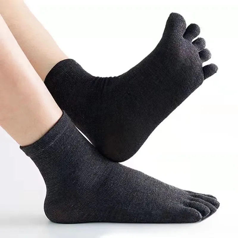 Men Five Toe Separating Shoe Insoles Mid Calf Cotton Foot Pads Sweat Wicking Deodorant Thin Solid Foot Cushions for Spring