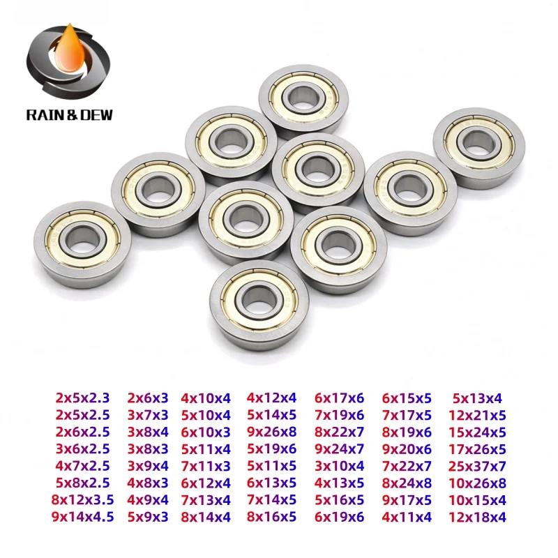 10Pcs Flange Ball Bearings ABEC-7 Mini Deep Groove Ball Bearing 3x8x4mm 3x10x4mm 4x8x3mm 5x9x3mm 5x11x4mm