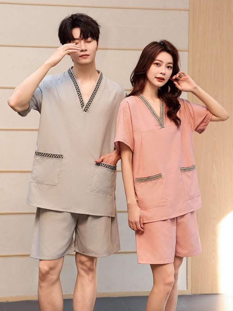 Couple's Beauty Spa Bathing Suit Polyester Fabric Sauna Steam Room Men's Women's Bath Center Massage Shop Soft Skin Cotton