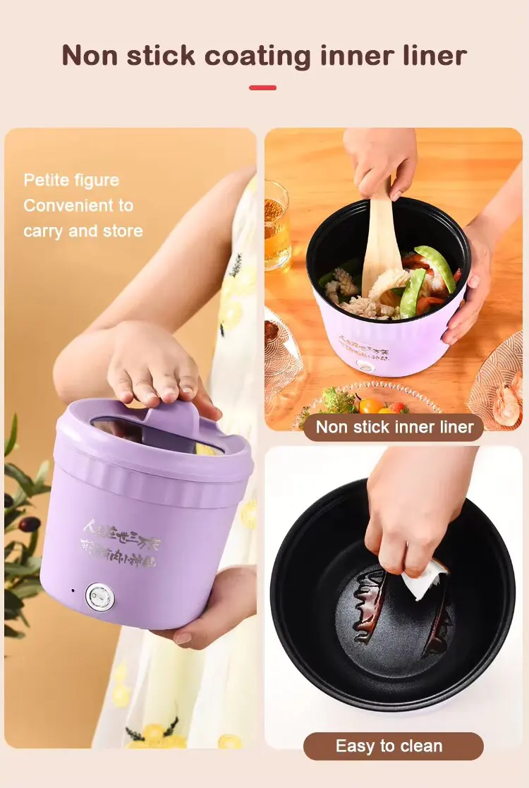 1.2L 220/110V Mini Electric Cooker Household Student Dormitory Mini Non-stick Pan Hot Pot Rice Cooker Multifunction Cooking Po