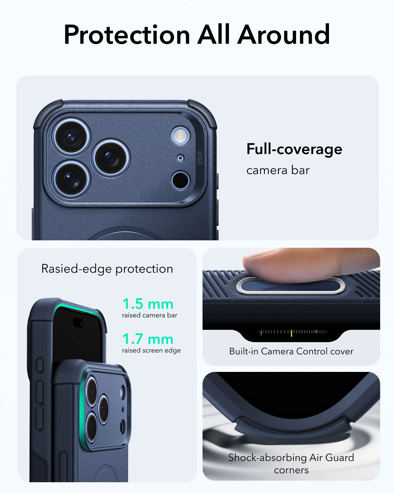 Etui ESR dla 17 Pro Max z przyciskiem sterowania aparatem, ochronne etui magnetyczne klasy wojskowej do iPhone 16, 17, 17 Air i 16 Pro. — zdjęcie produktu 3