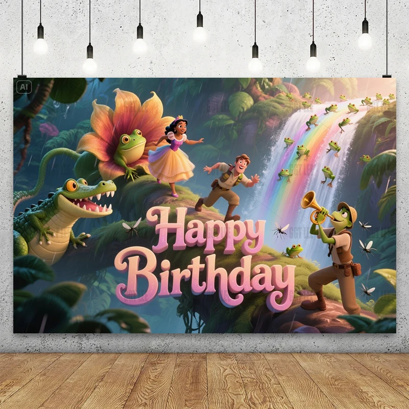 

MINISO Rainforest Race Backdrop - Tiana Venus Flytrap Naveen Photography Photography Happy Birthday Background Photo Custom