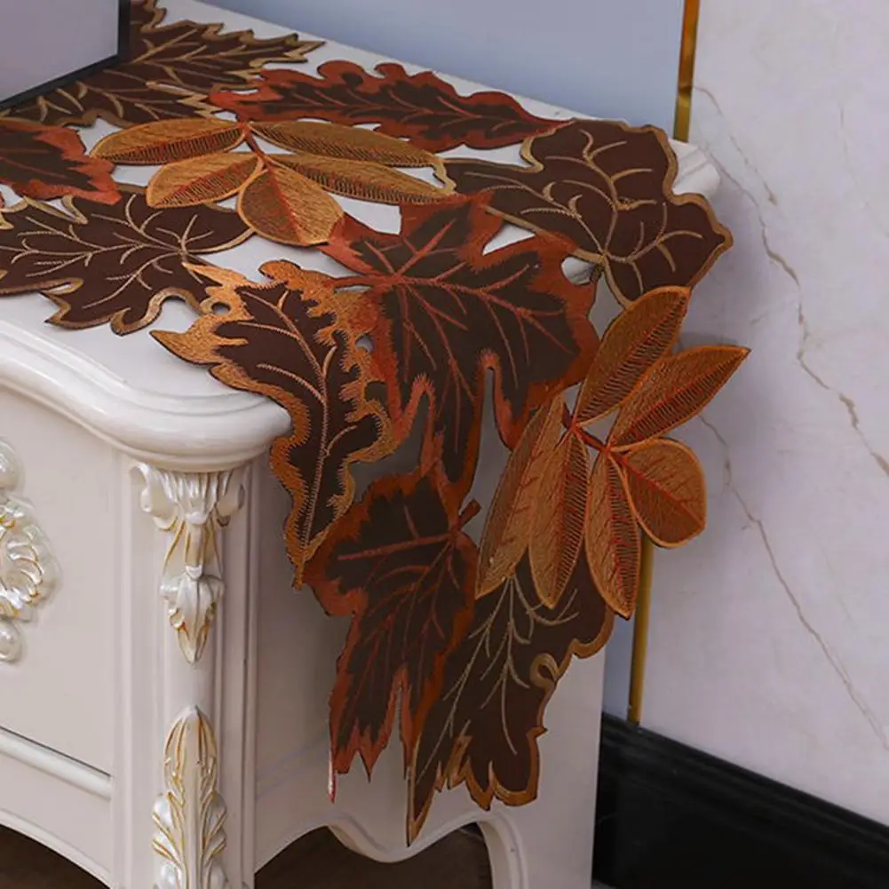 

Embroidered Maple Table Mats Elegant Autumn Maple Embroidered Placemat Set for Harvest Party Dining Hollow for Hot for Hot