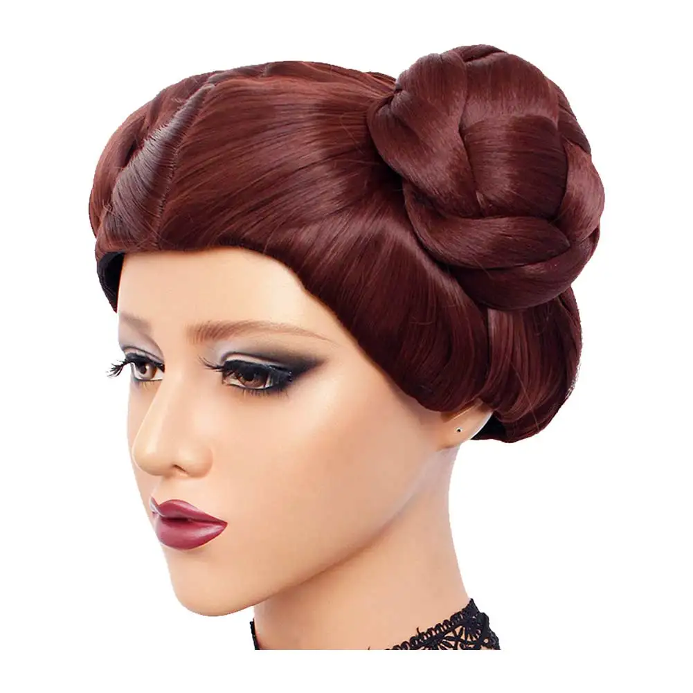 Kinderen Leia Cosplay Pruik Kinderen Meisjes Prinses Hitte Fantasiebestendig Synthetisch Haar Carnaval Halloween Feest Rekwisieten