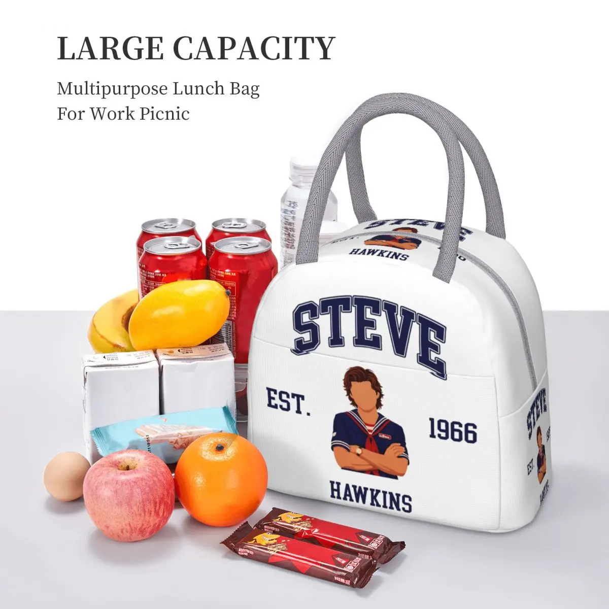 صناديق الغداء هوكينز ستيف شخصيات Est 1966 8 اكسسوارات تخزين عبوة طعام Harajuku الحرارية برودة علب الاغذية للمدرسة #6